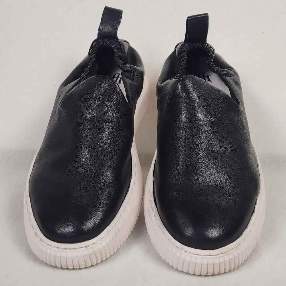 Sofft Fana Black Full Grain Leather Slip-on Platform Sneakers Womens Sz 7.5